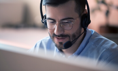 men wearing an office headset